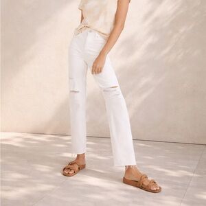 Madewell The Perfect Vintage Straight Leg White Jean Vacation Beach Boho Size 25